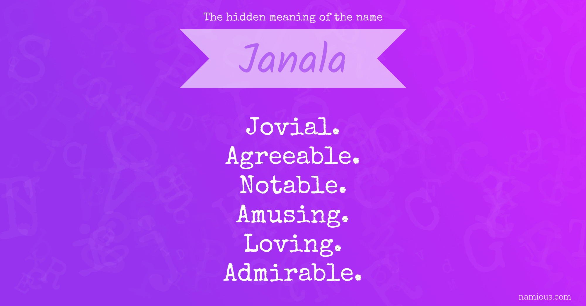 The hidden meaning of the name Janala