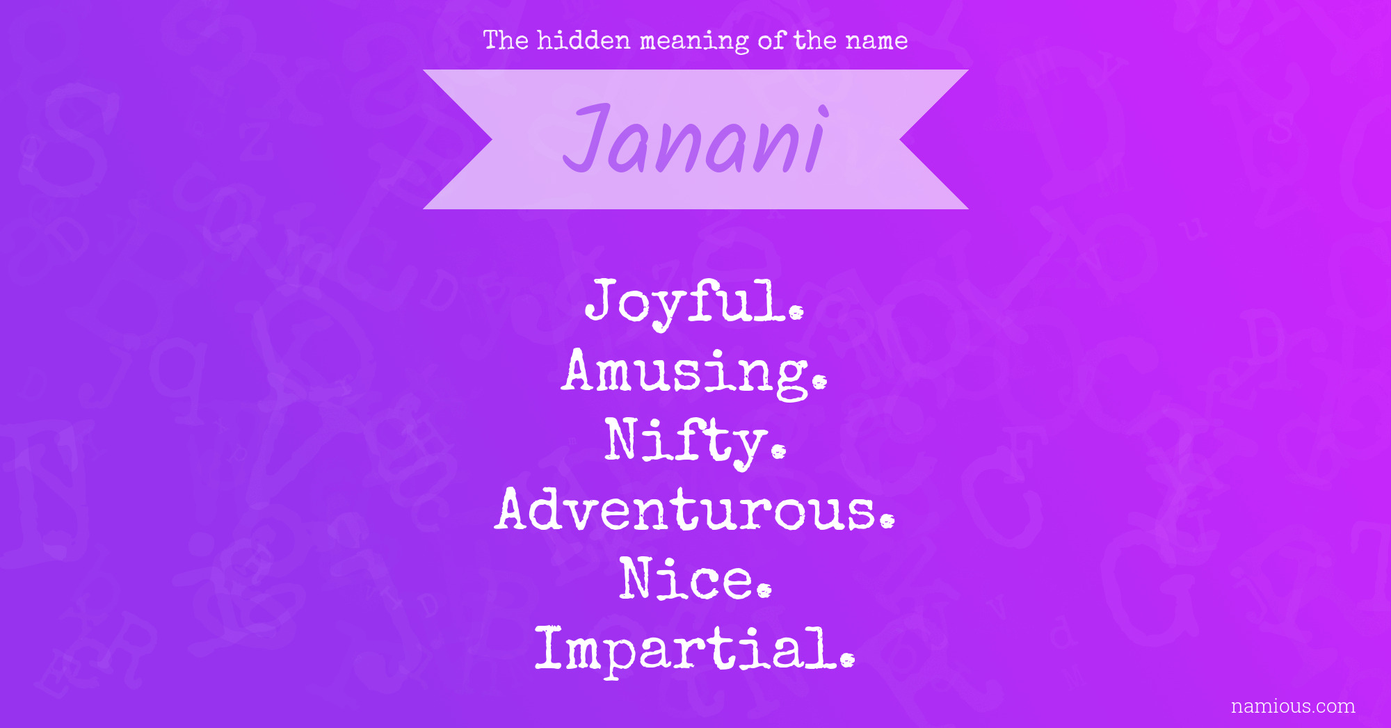 The hidden meaning of the name Janani