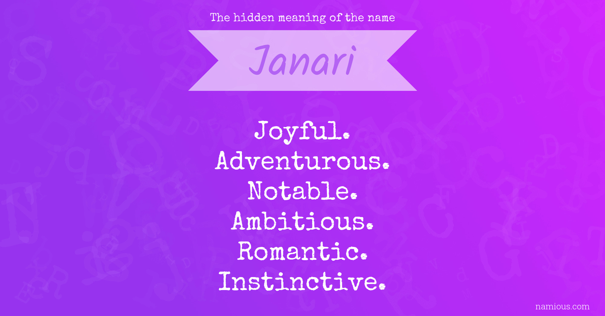 The hidden meaning of the name Janari