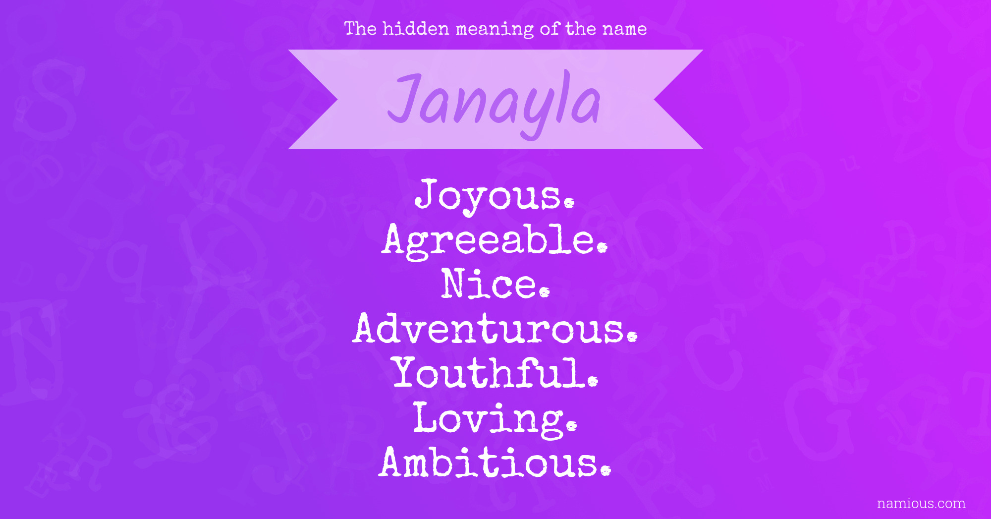 The hidden meaning of the name Janayla