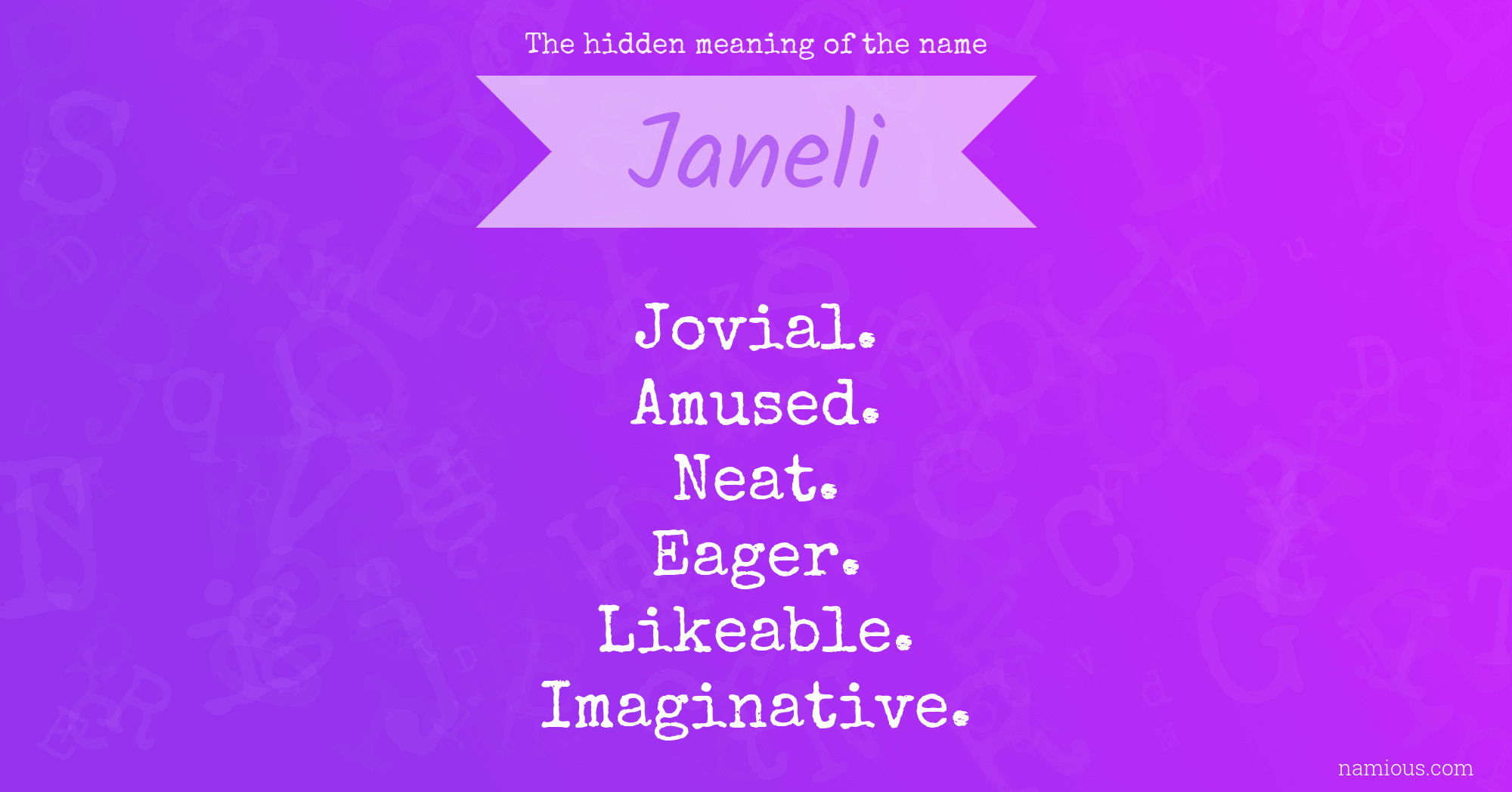 The hidden meaning of the name Janeli