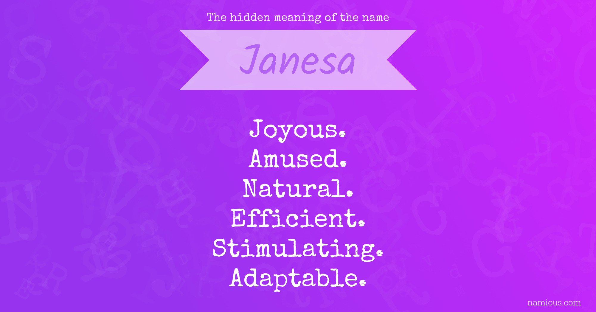 The hidden meaning of the name Janesa