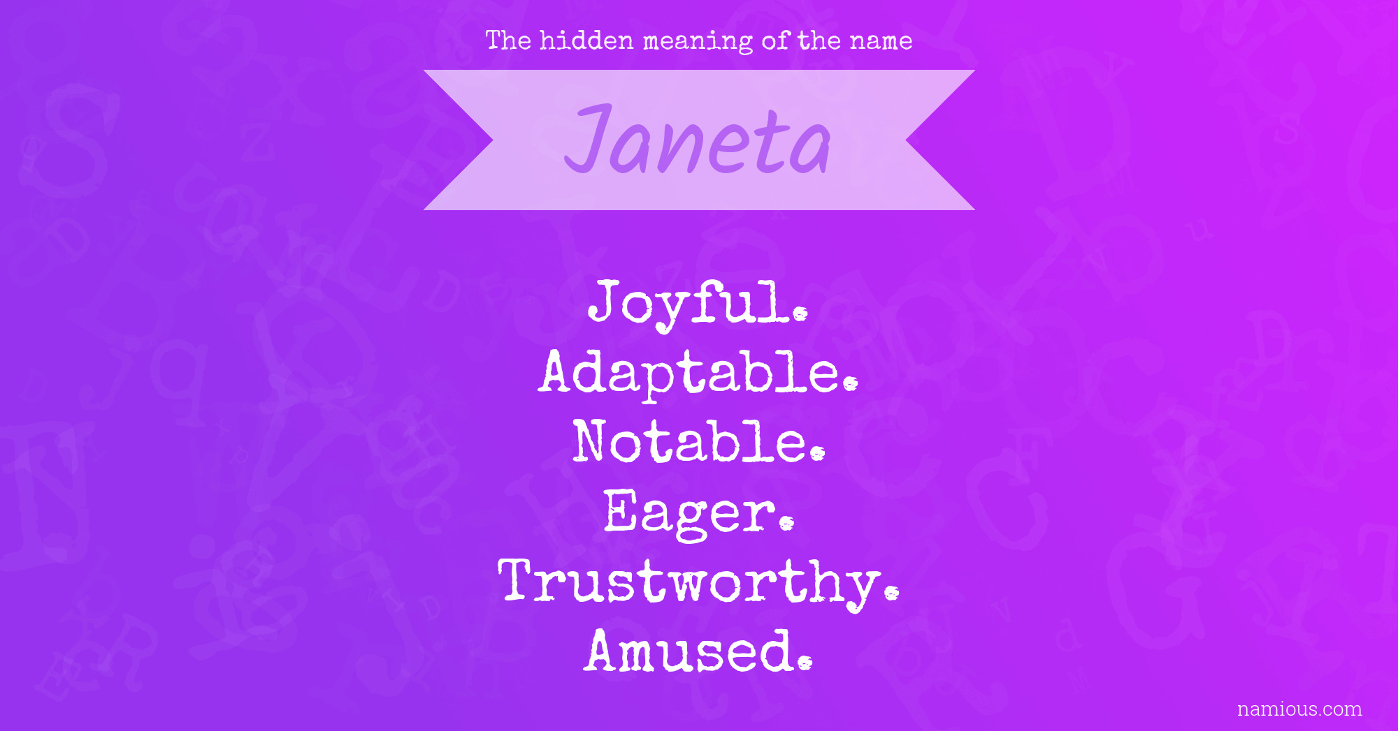 The hidden meaning of the name Janeta