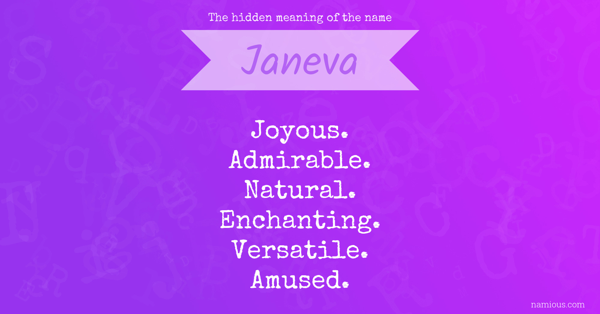 The hidden meaning of the name Janeva