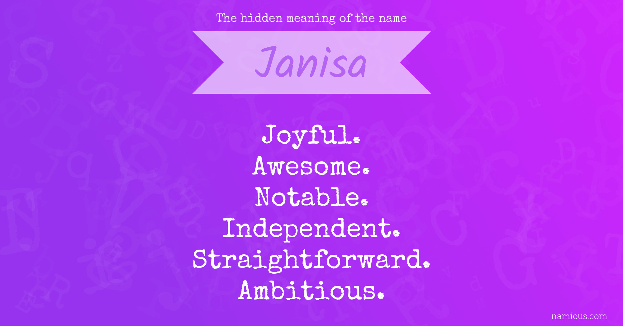 The hidden meaning of the name Janisa