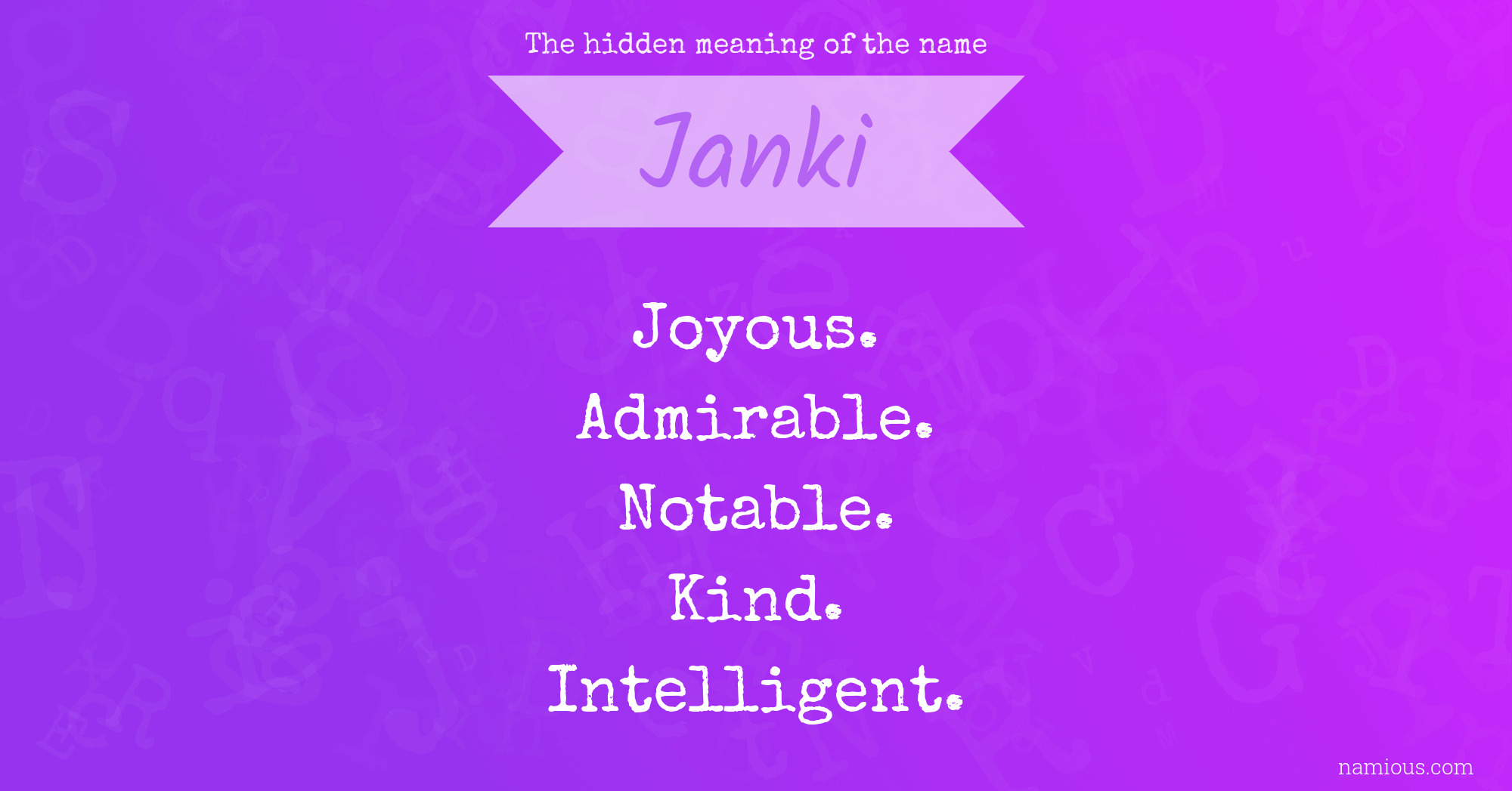 The hidden meaning of the name Janki