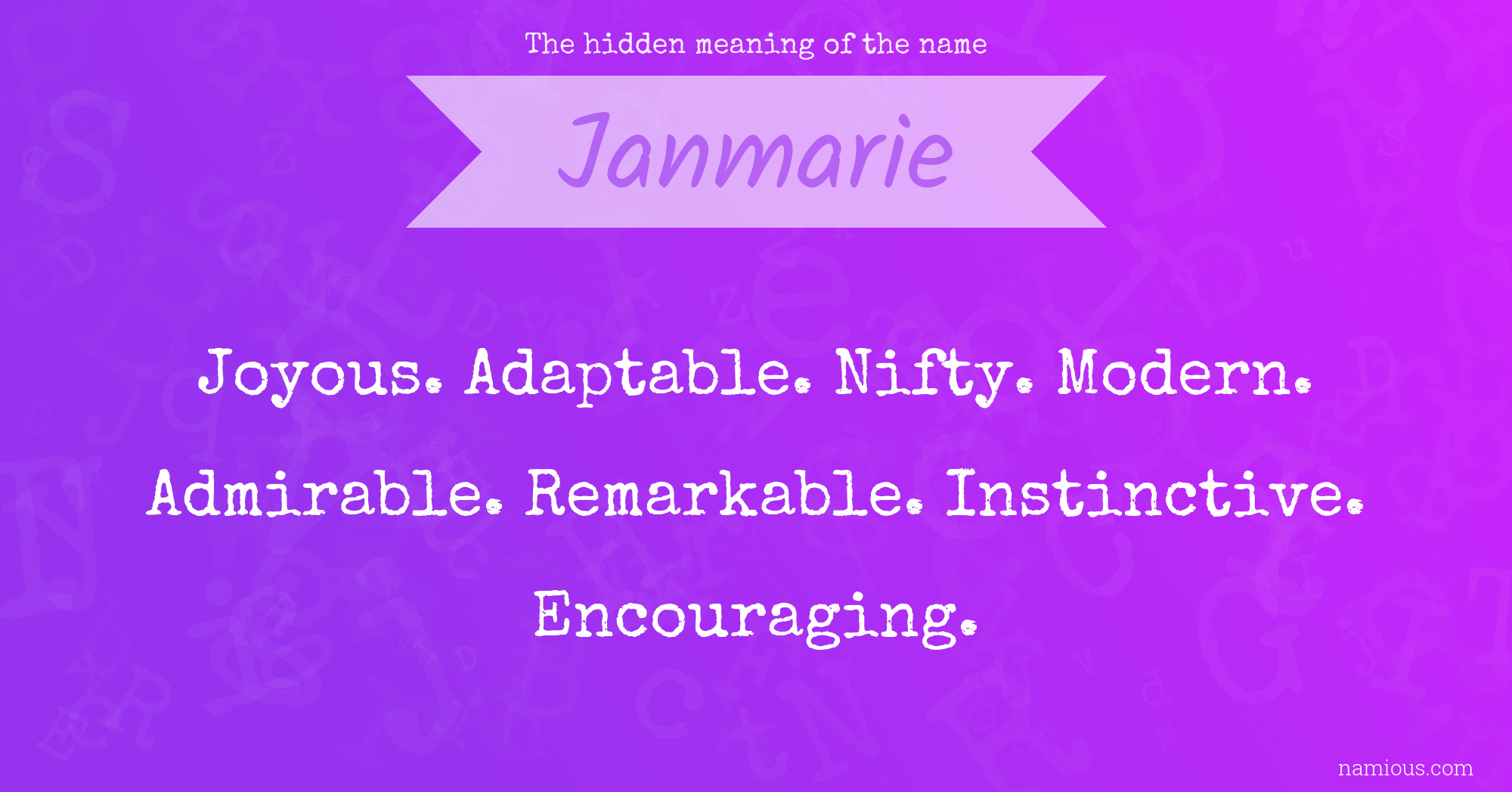 The hidden meaning of the name Janmarie