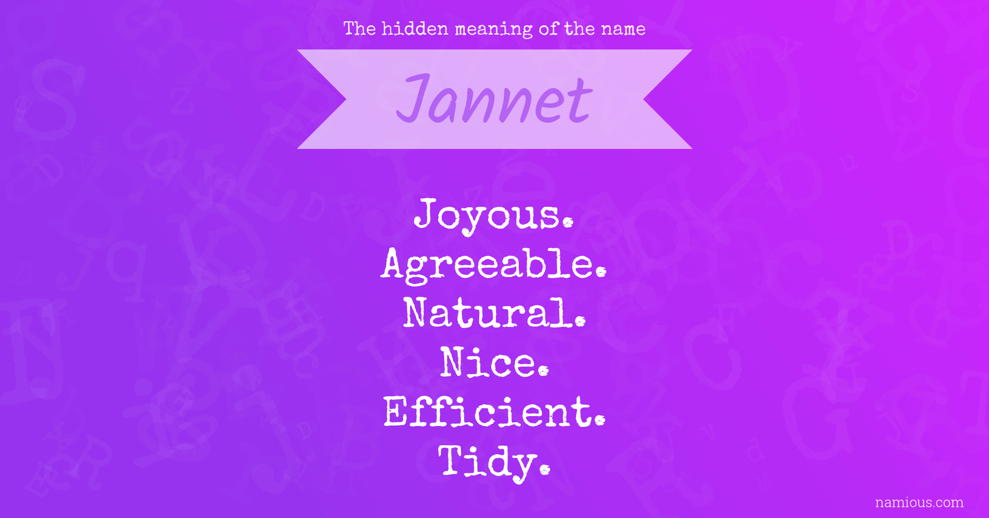 The hidden meaning of the name Jannet