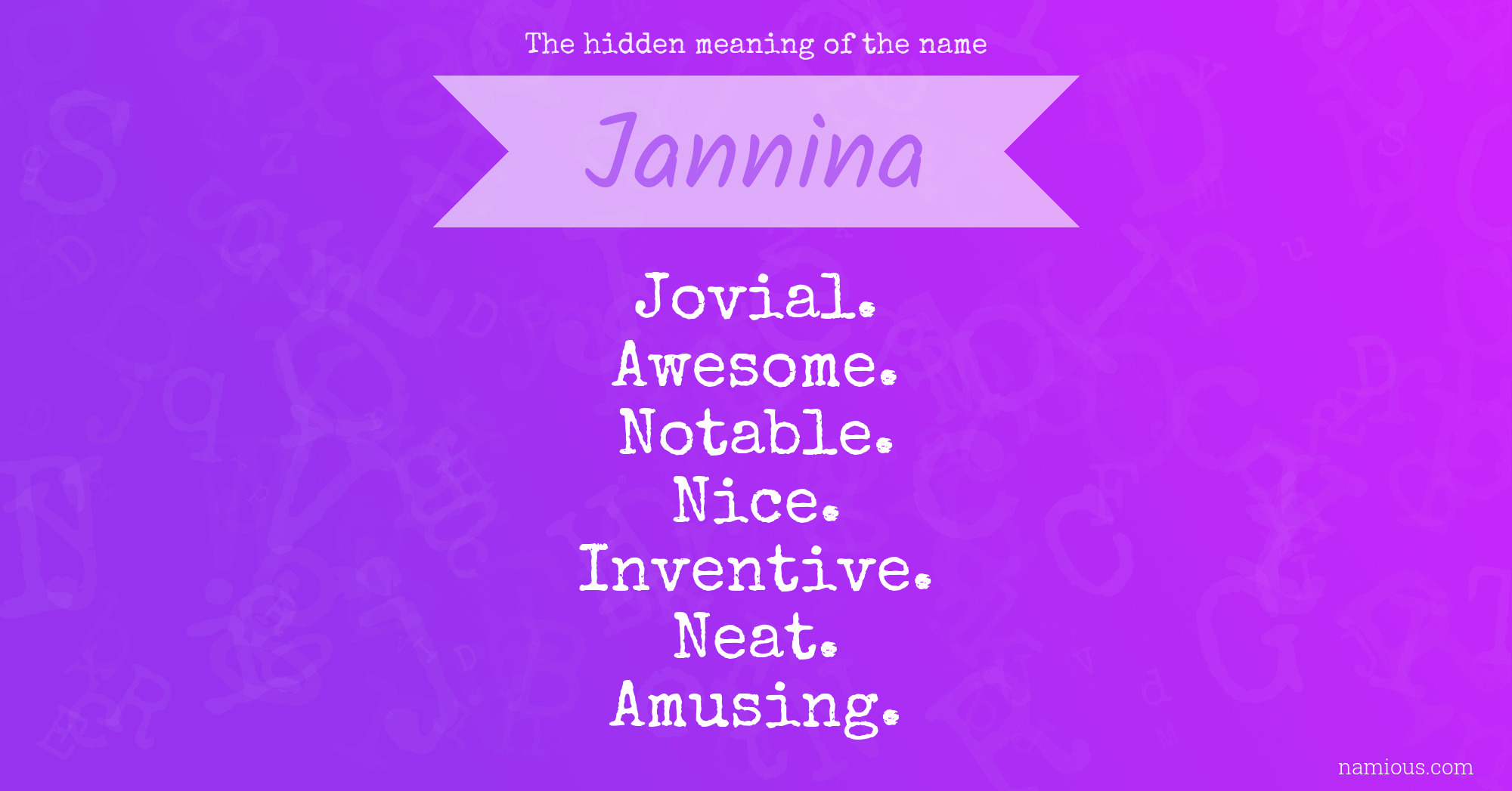 The hidden meaning of the name Jannina