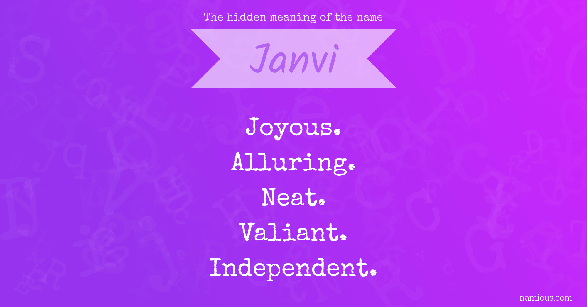The hidden meaning of the name Janvi