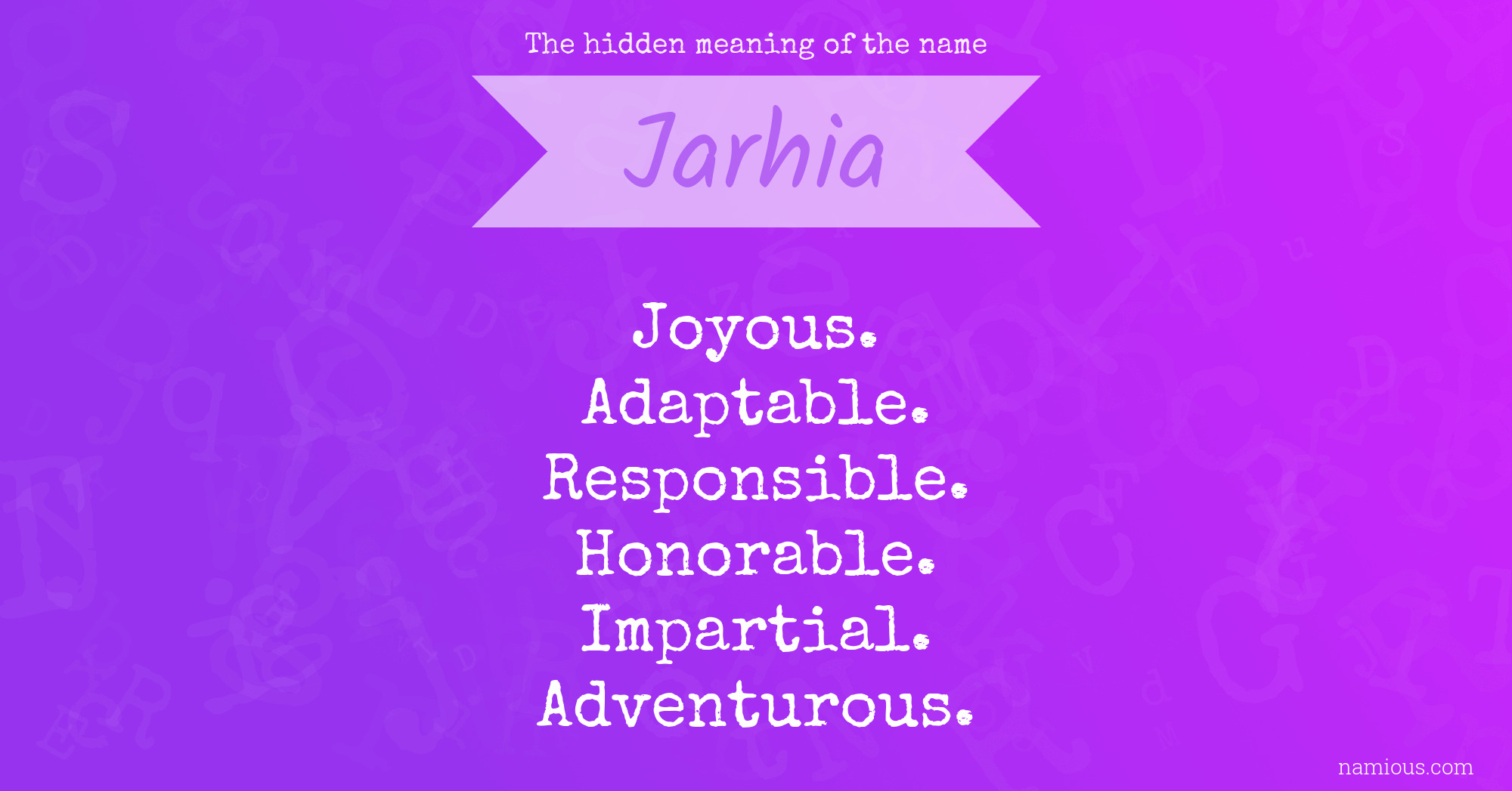 The hidden meaning of the name Jarhia