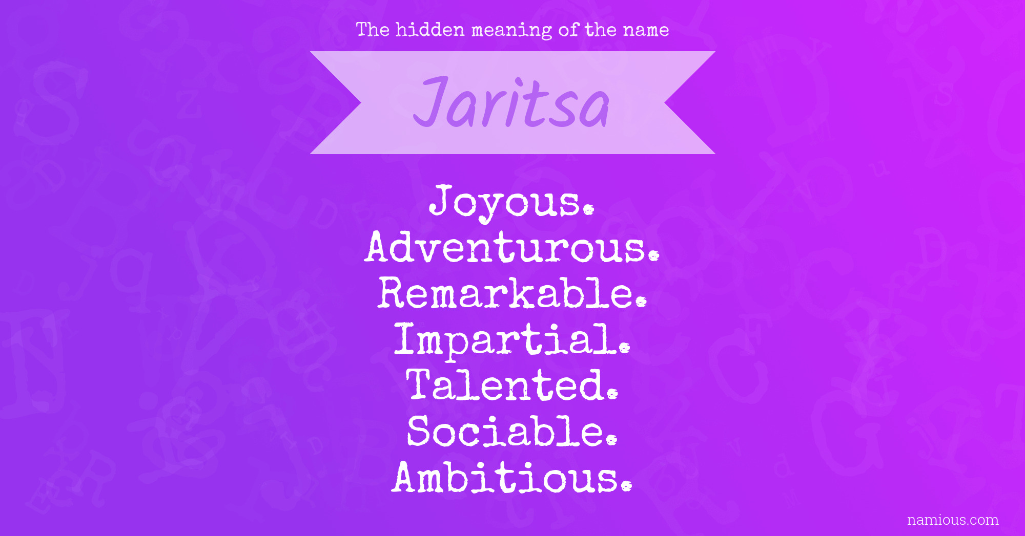 The hidden meaning of the name Jaritsa