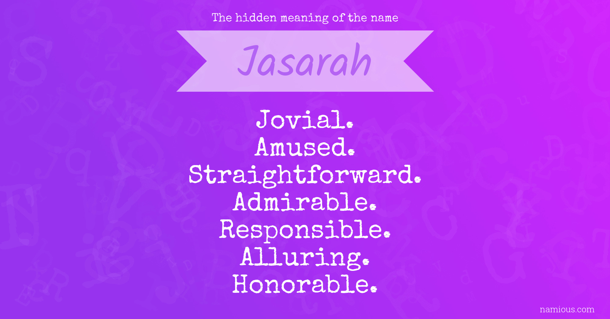 The hidden meaning of the name Jasarah