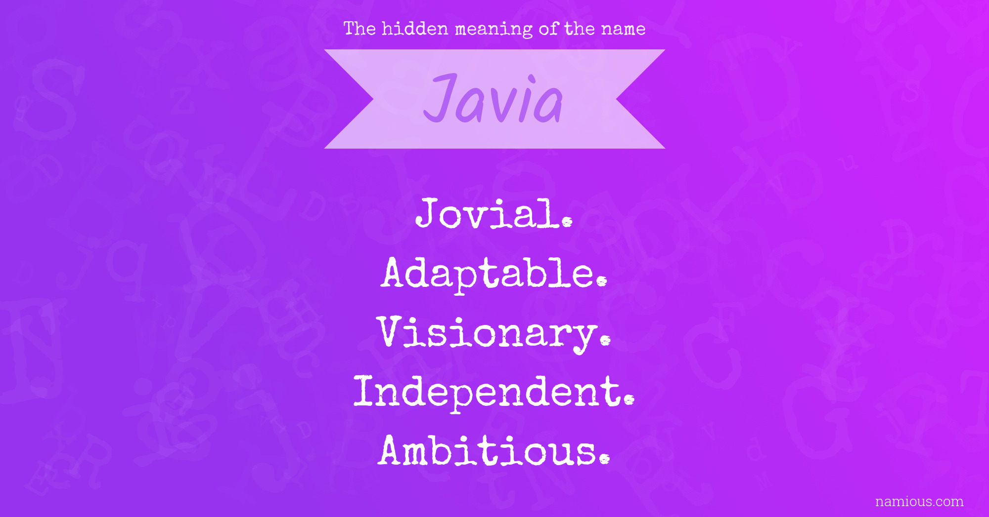 The hidden meaning of the name Javia