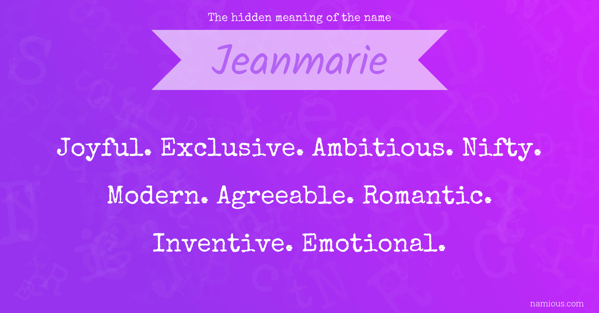 The hidden meaning of the name Jeanmarie