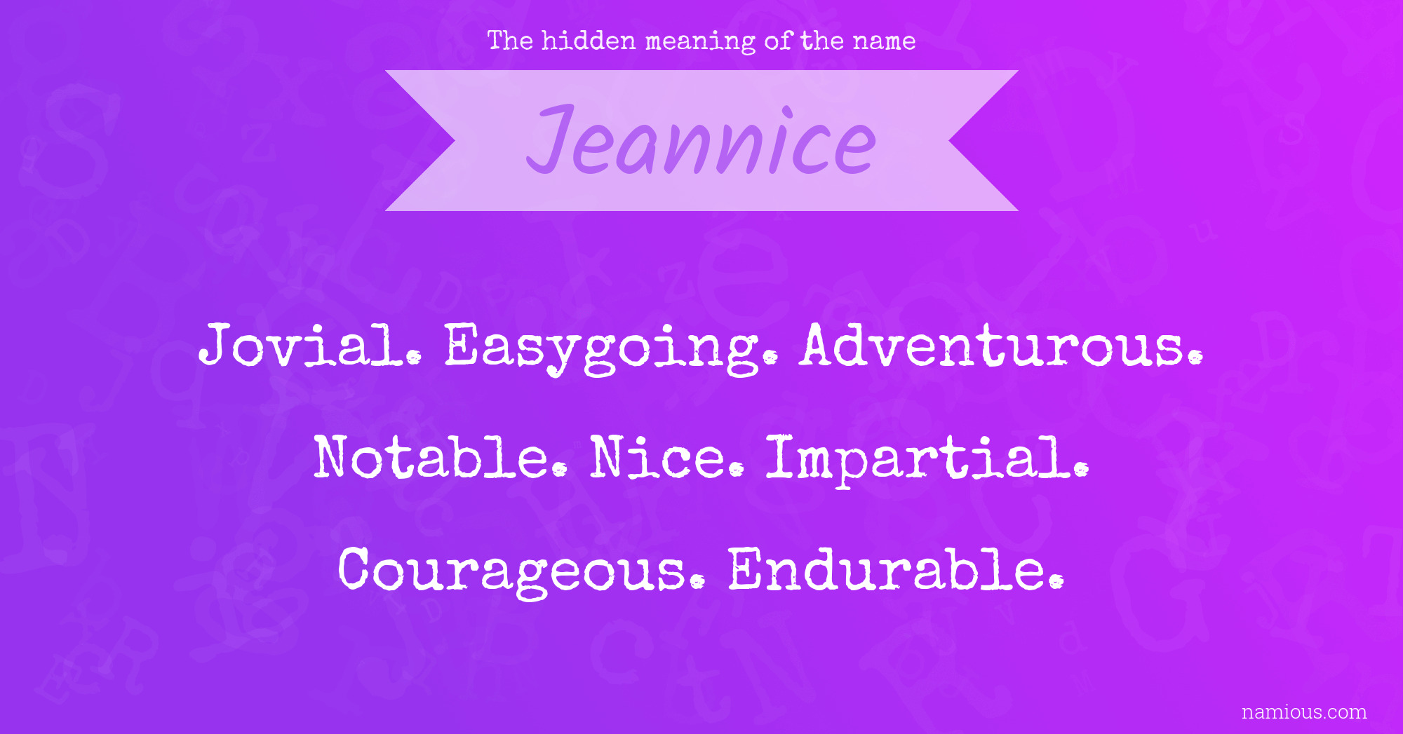 The hidden meaning of the name Jeannice