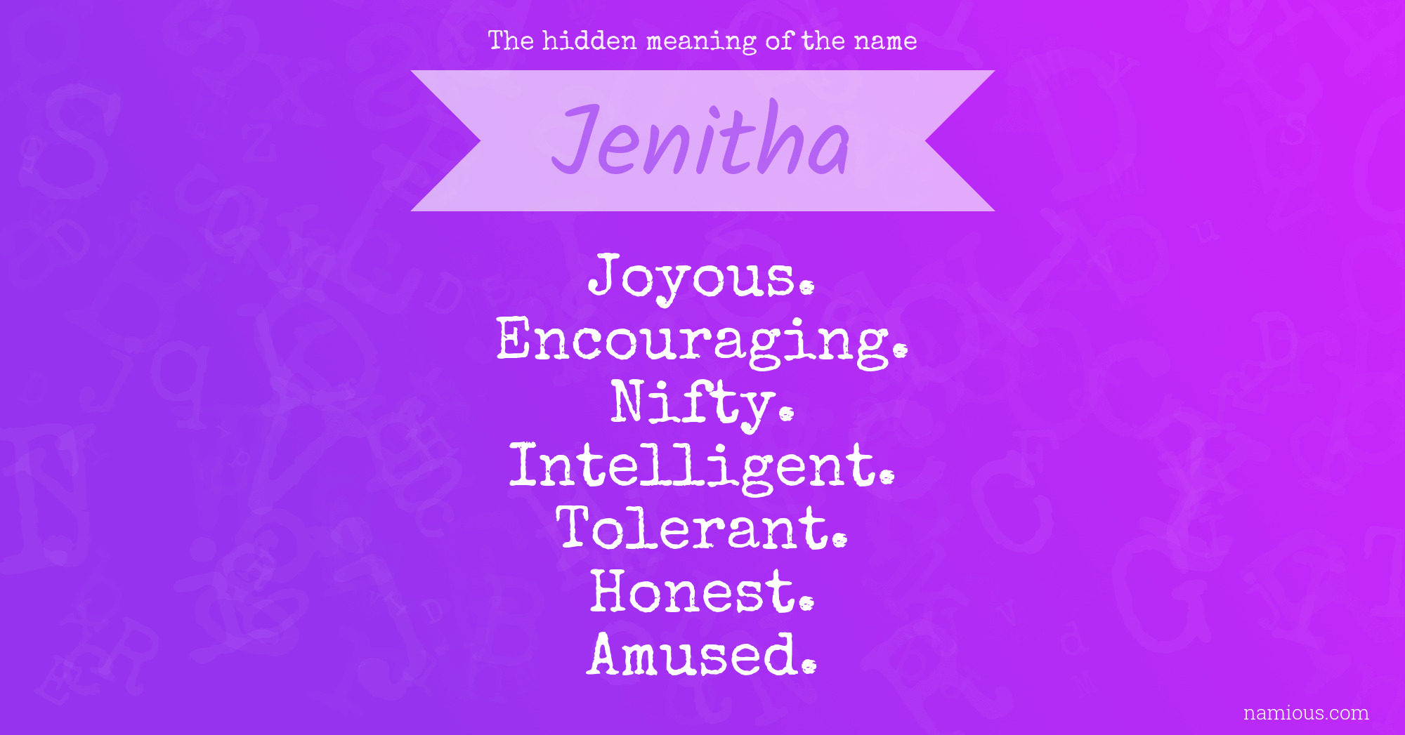 The hidden meaning of the name Jenitha