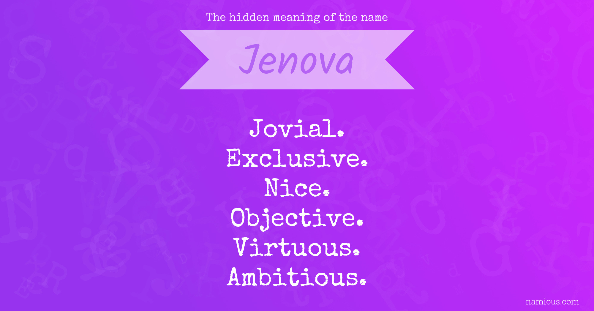 The hidden meaning of the name Jenova