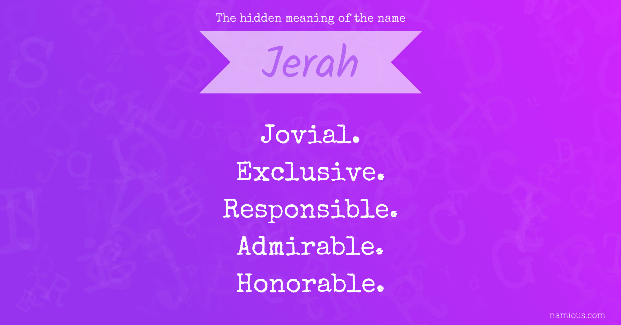 The hidden meaning of the name Jerah