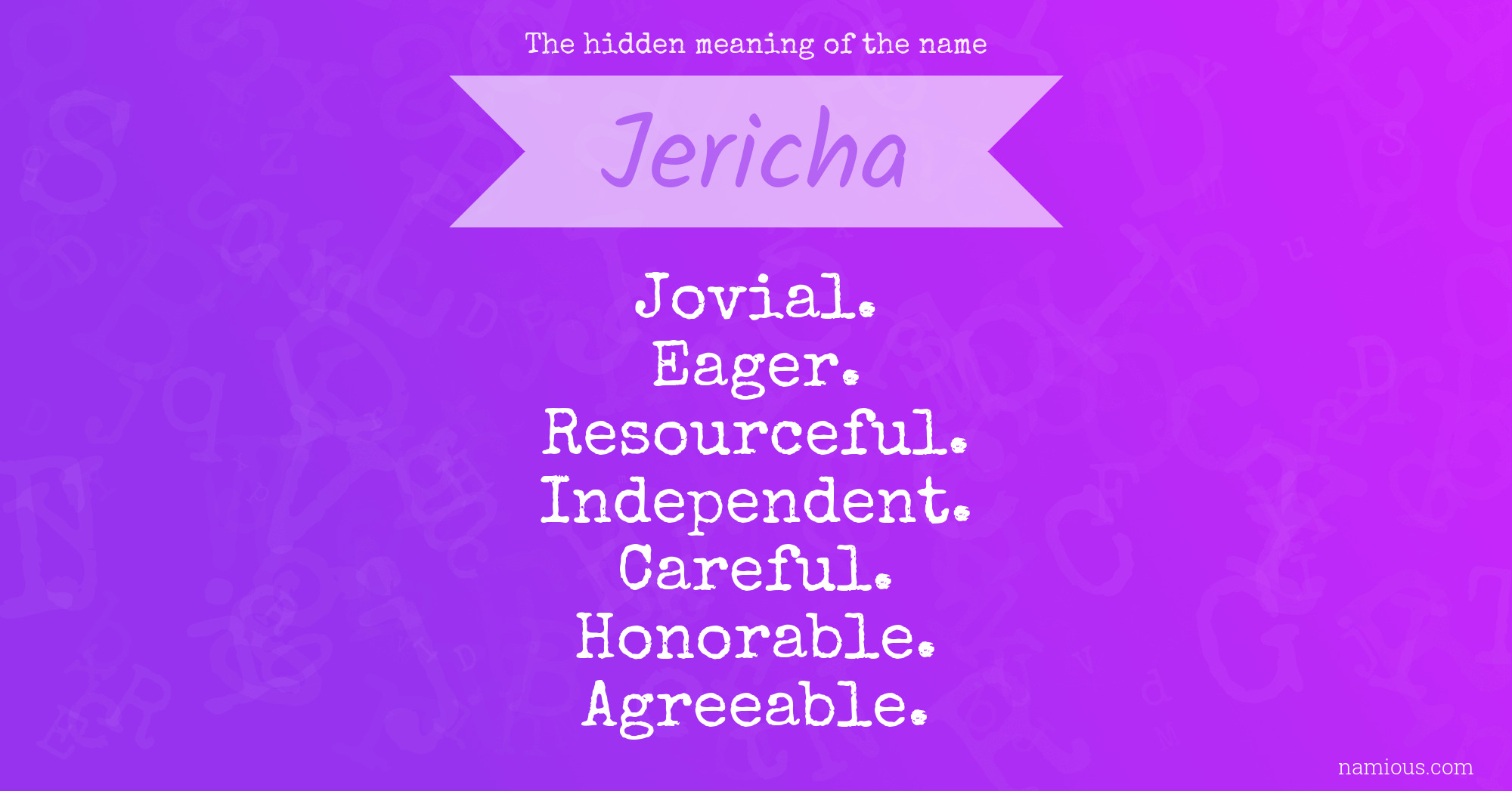 The hidden meaning of the name Jericha