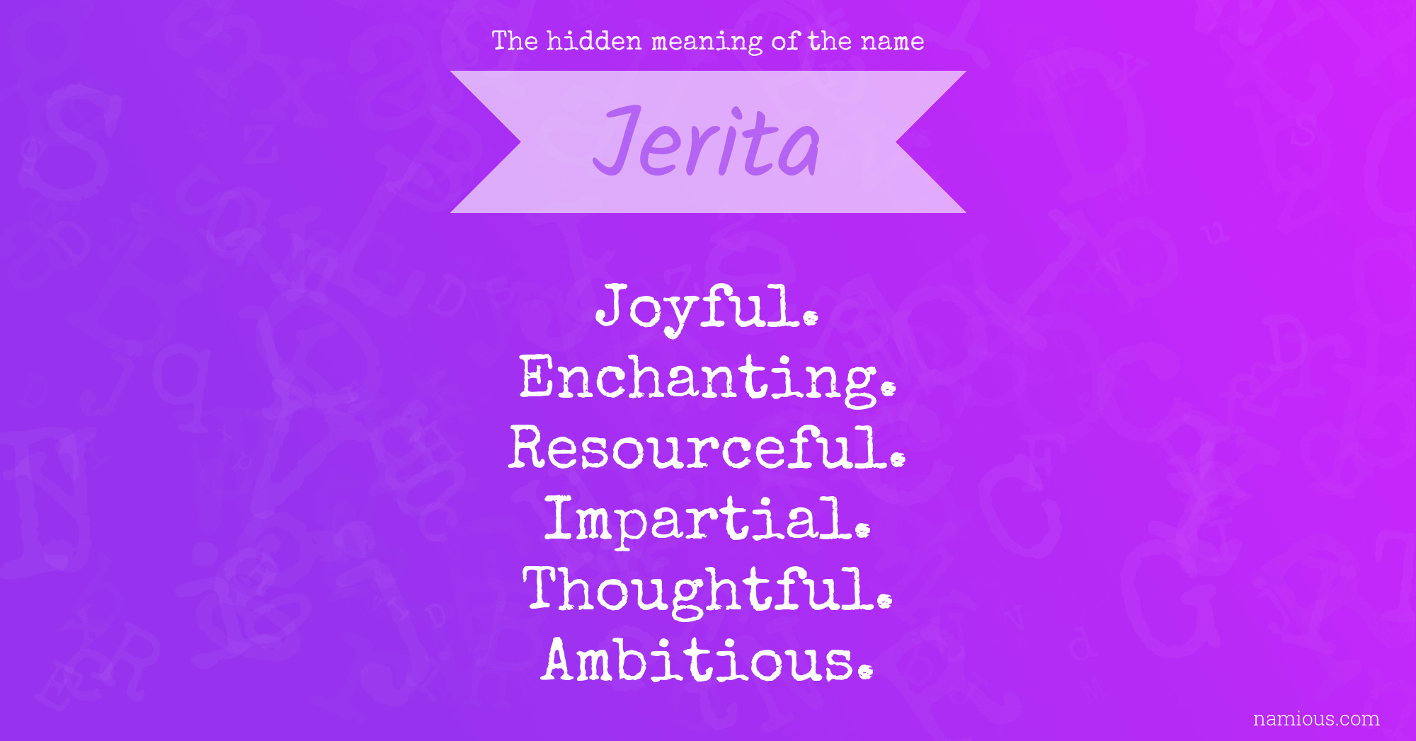 The hidden meaning of the name Jerita