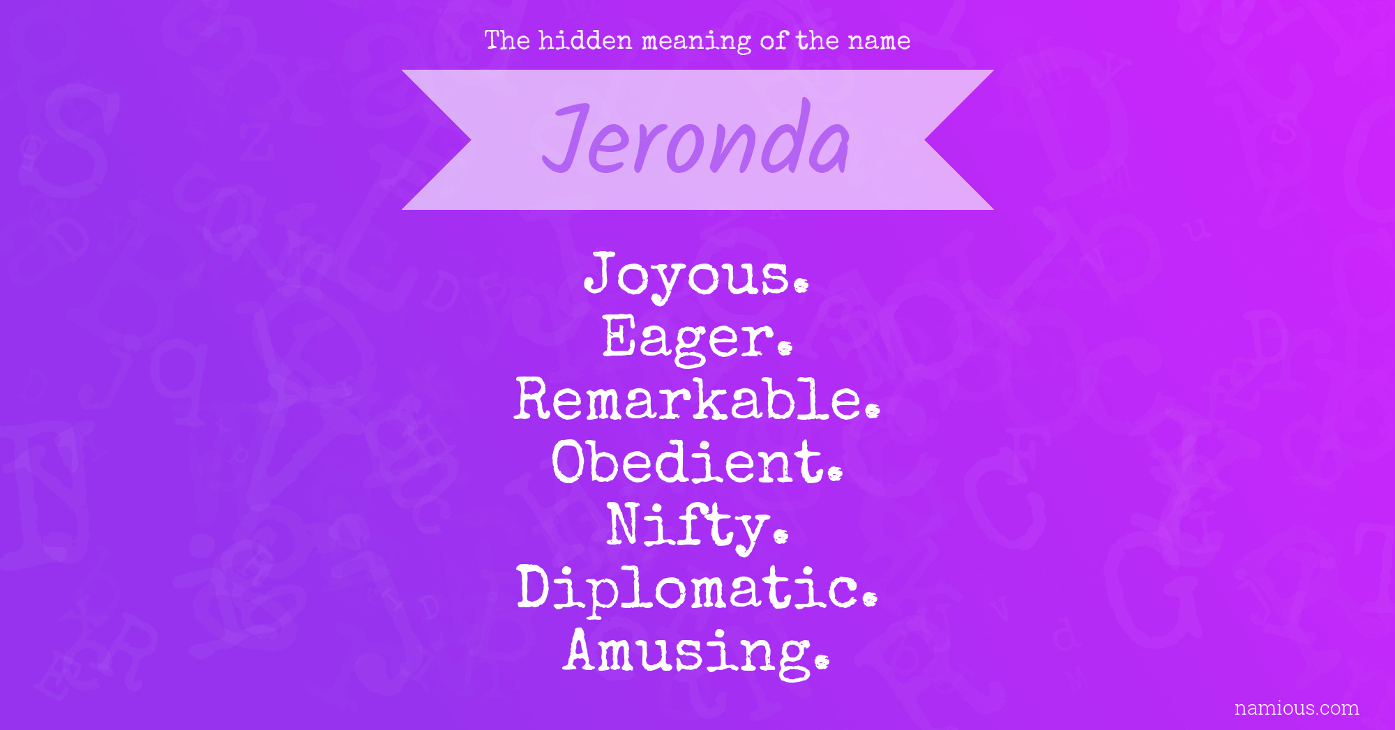 The hidden meaning of the name Jeronda