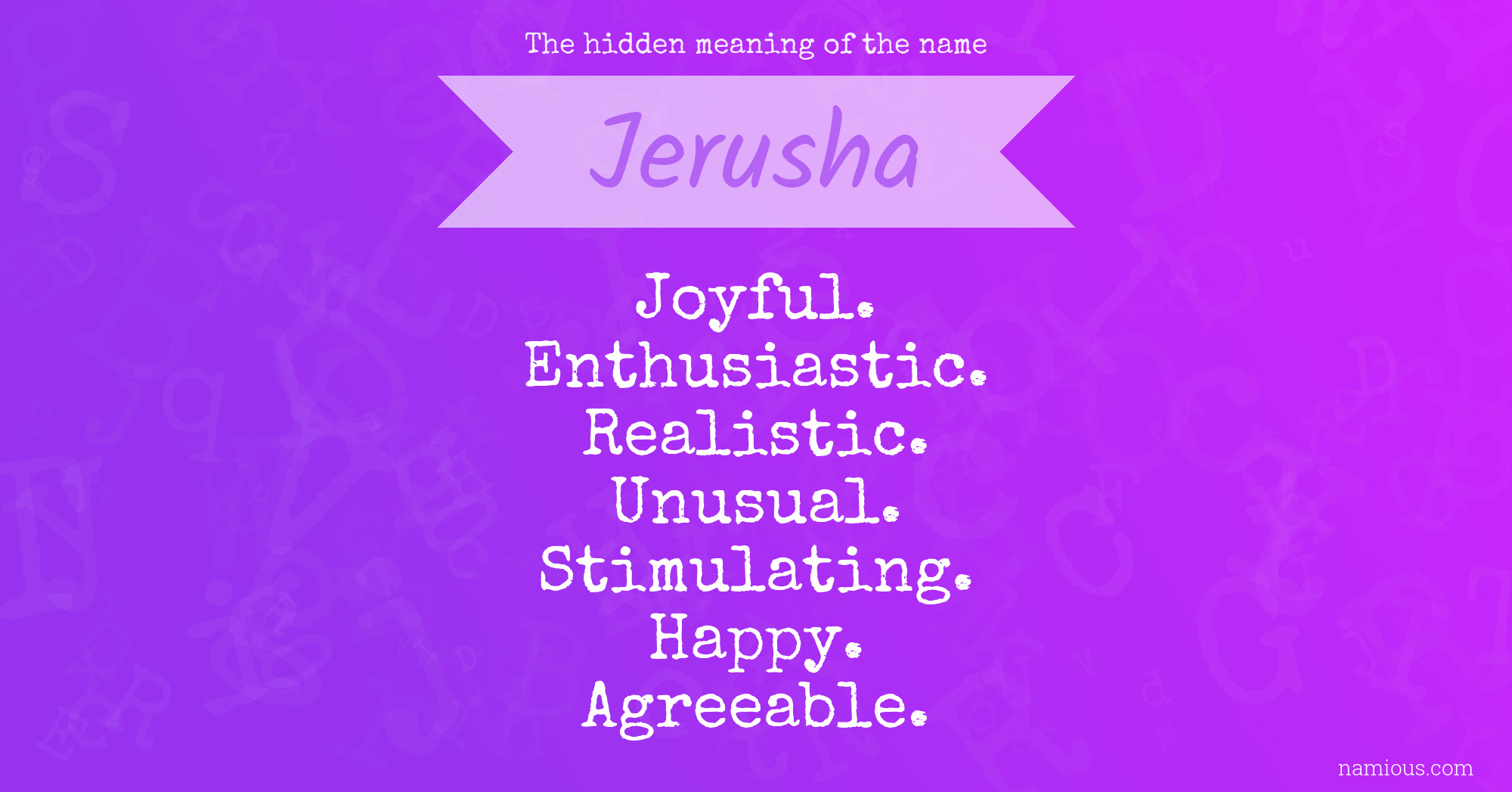 The hidden meaning of the name Jerusha