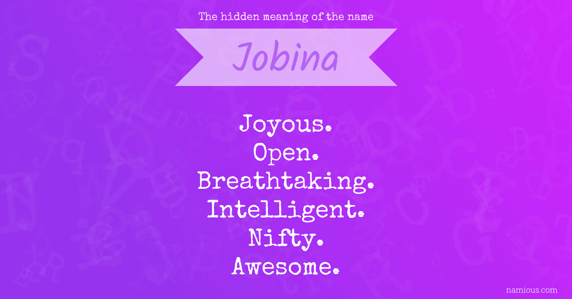 The hidden meaning of the name Jobina