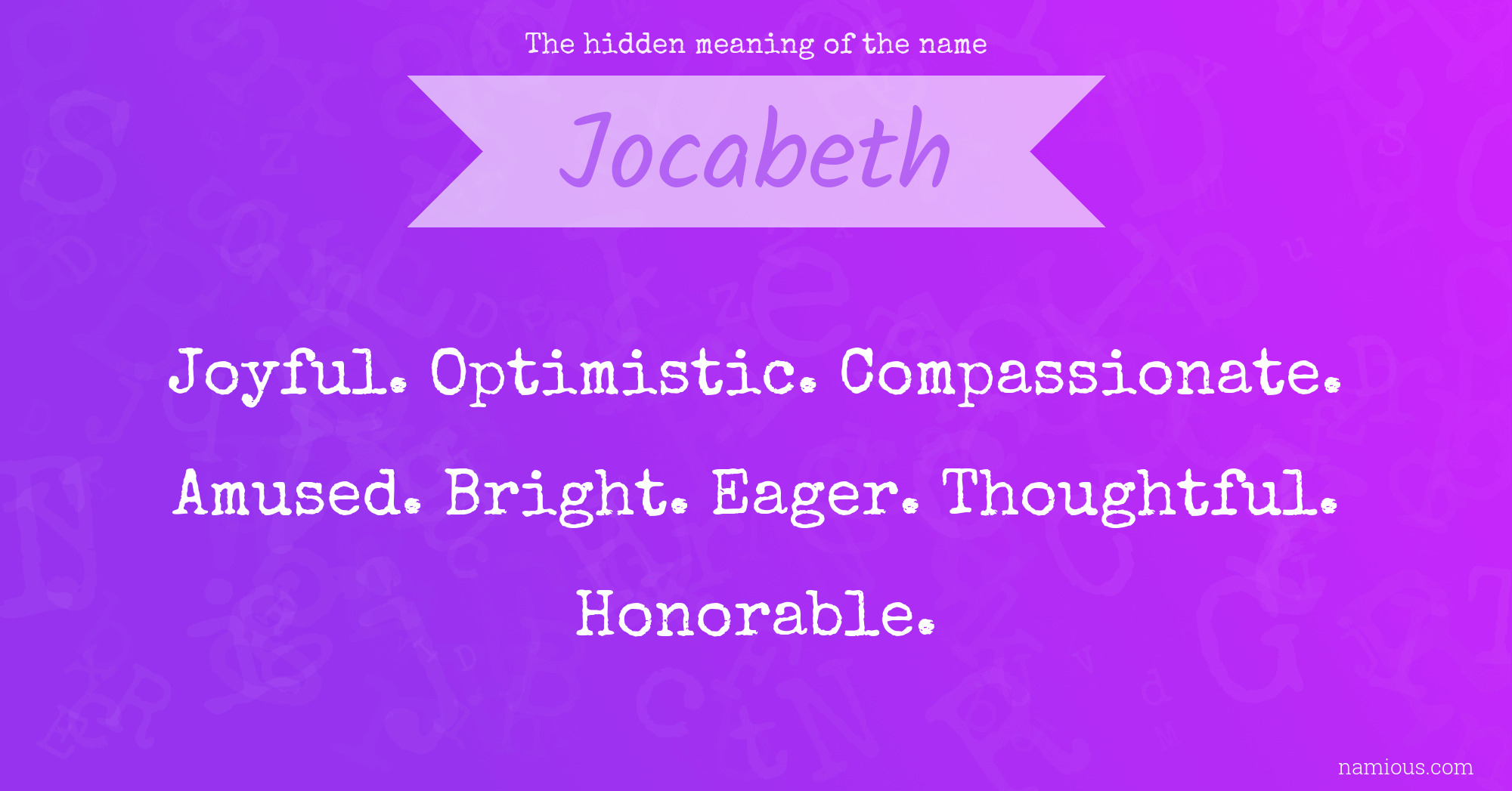 The hidden meaning of the name Jocabeth