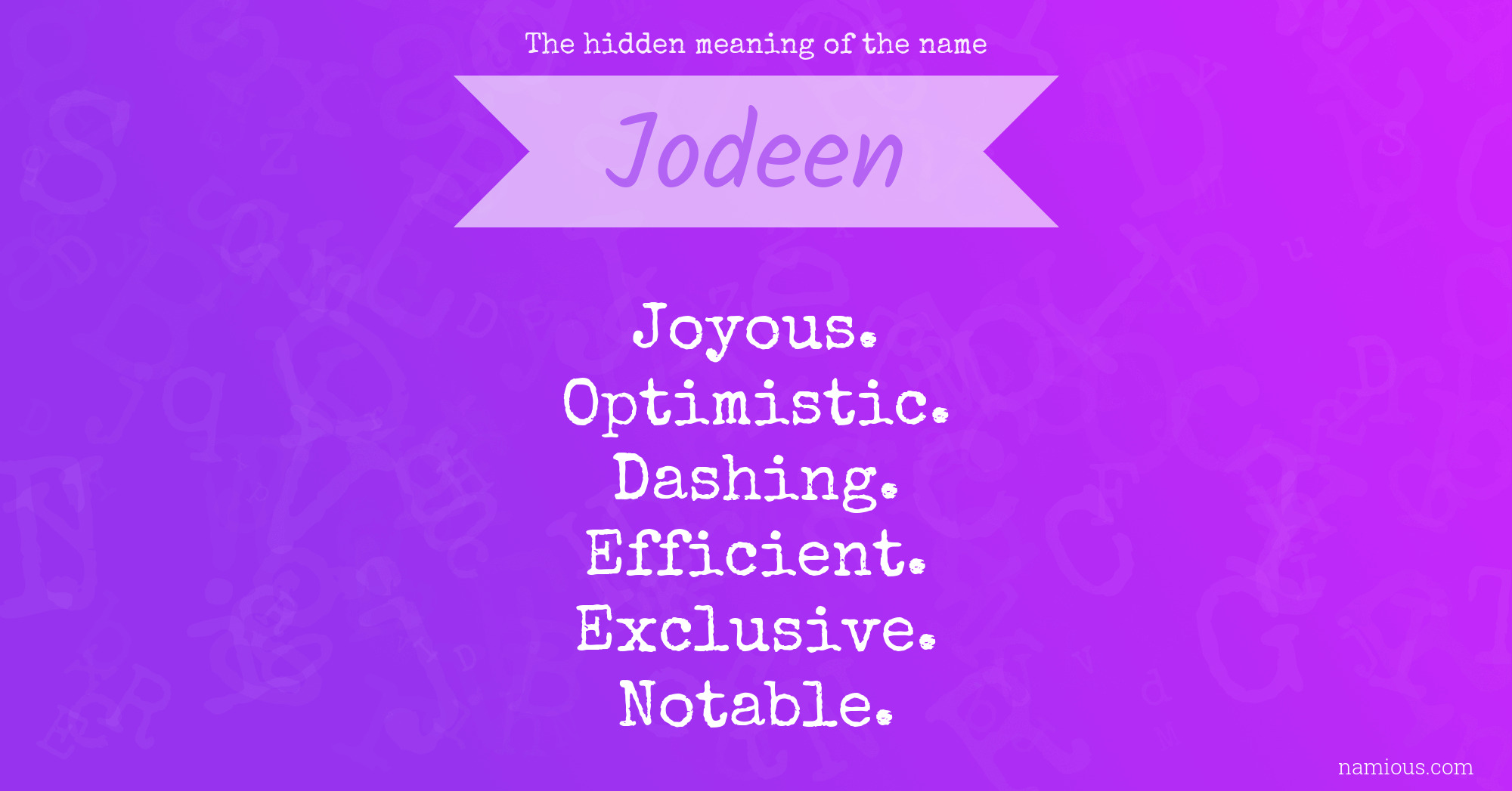 The hidden meaning of the name Jodeen