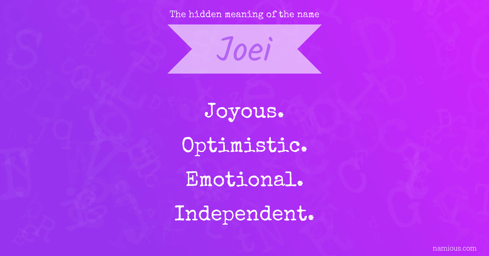 The hidden meaning of the name Joei