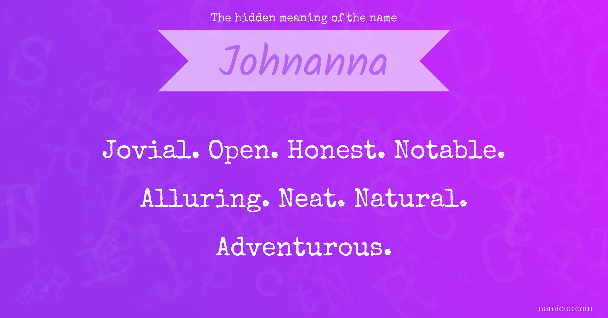 The hidden meaning of the name Johnanna