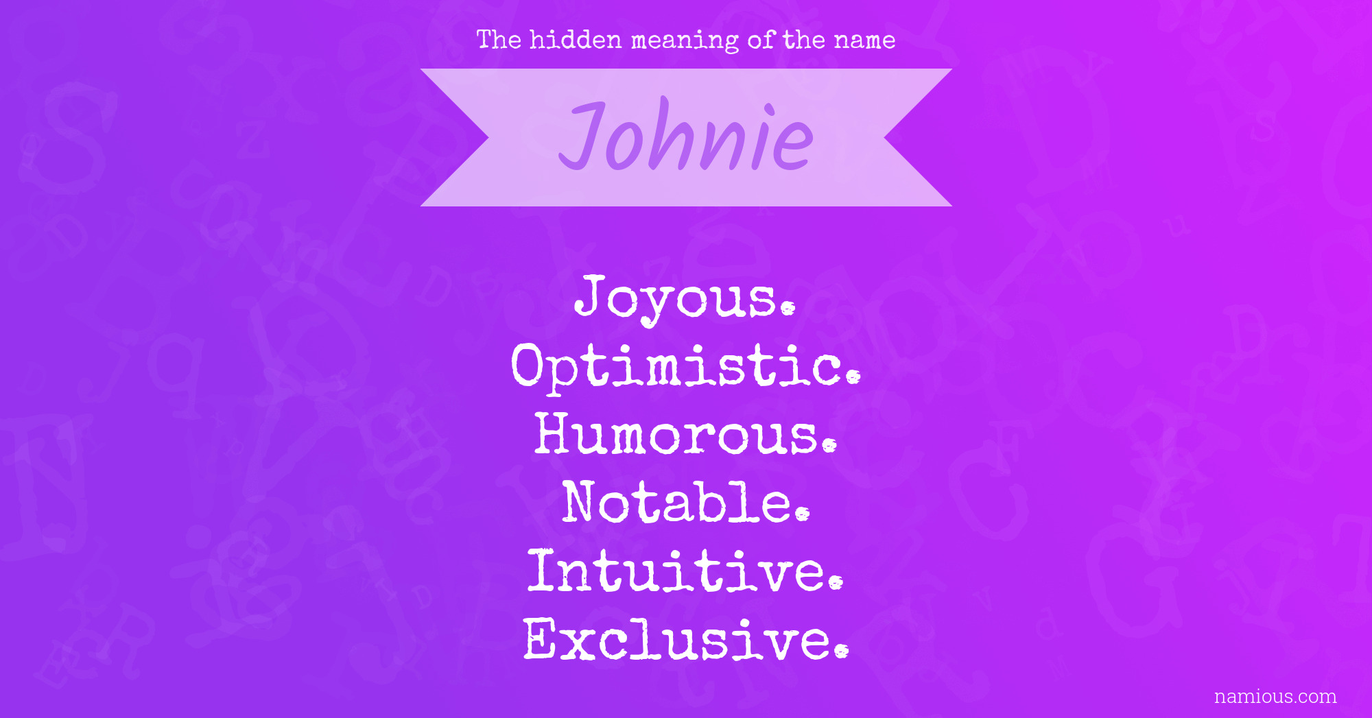 The hidden meaning of the name Johnie