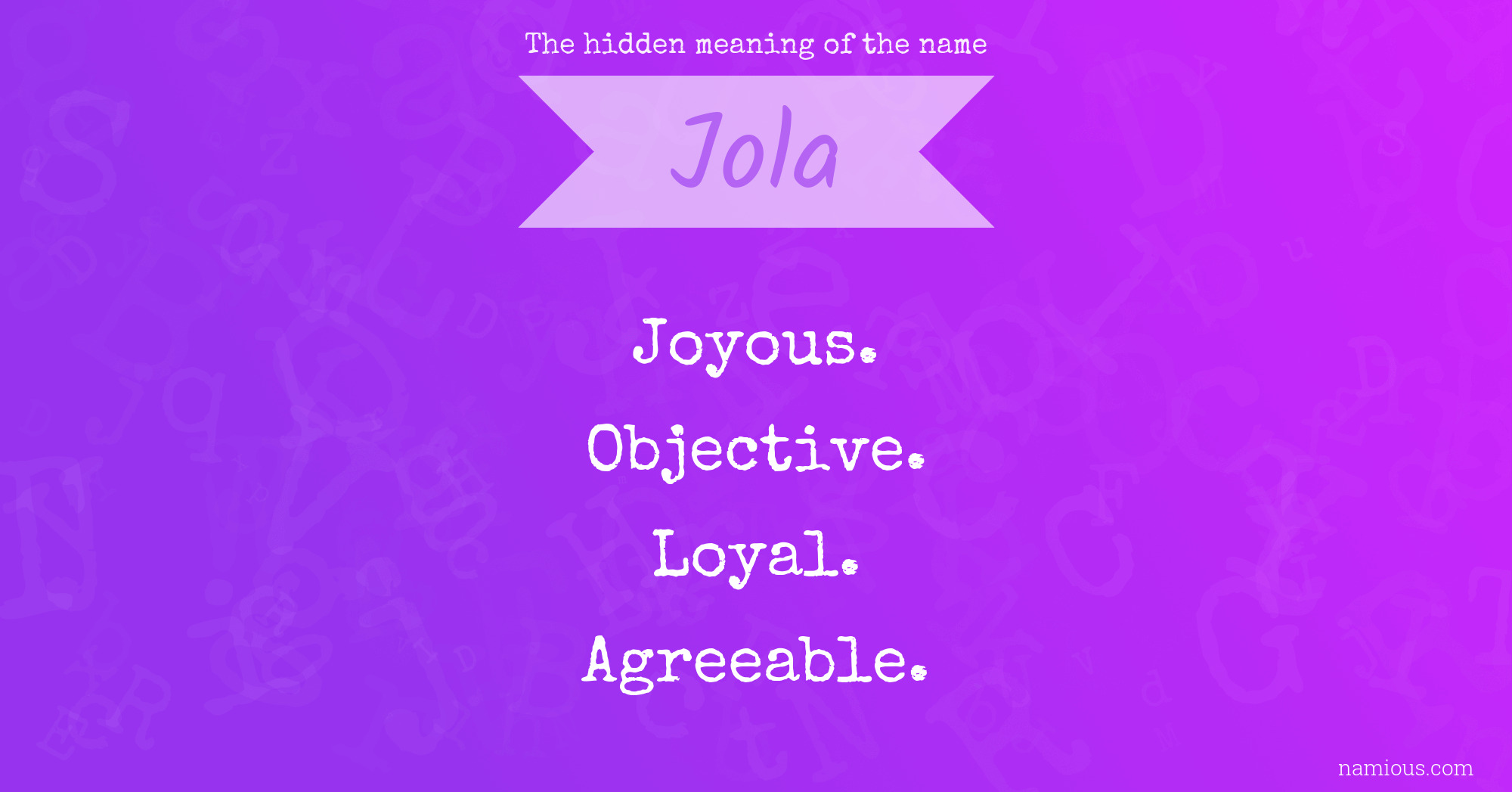 The hidden meaning of the name Jola