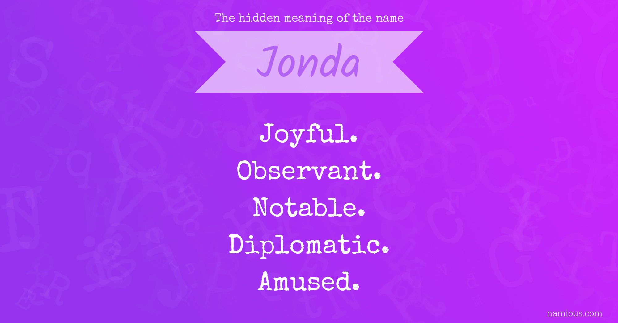 The hidden meaning of the name Jonda