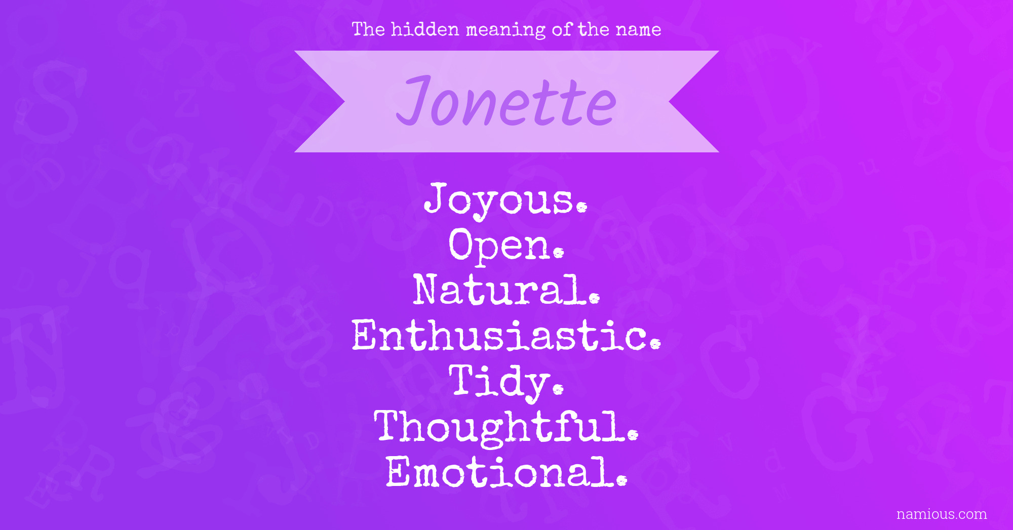 The hidden meaning of the name Jonette