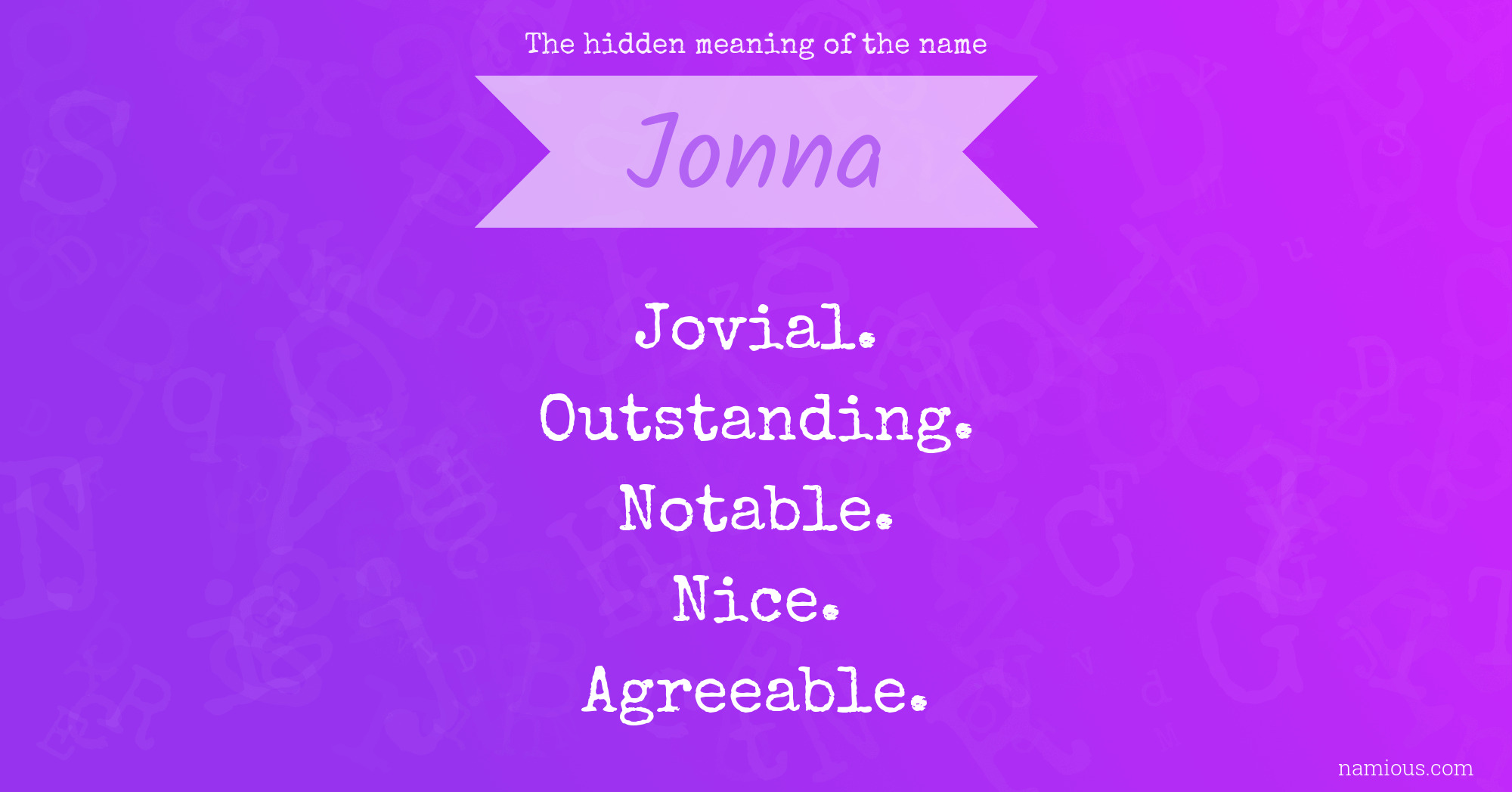 The hidden meaning of the name Jonna