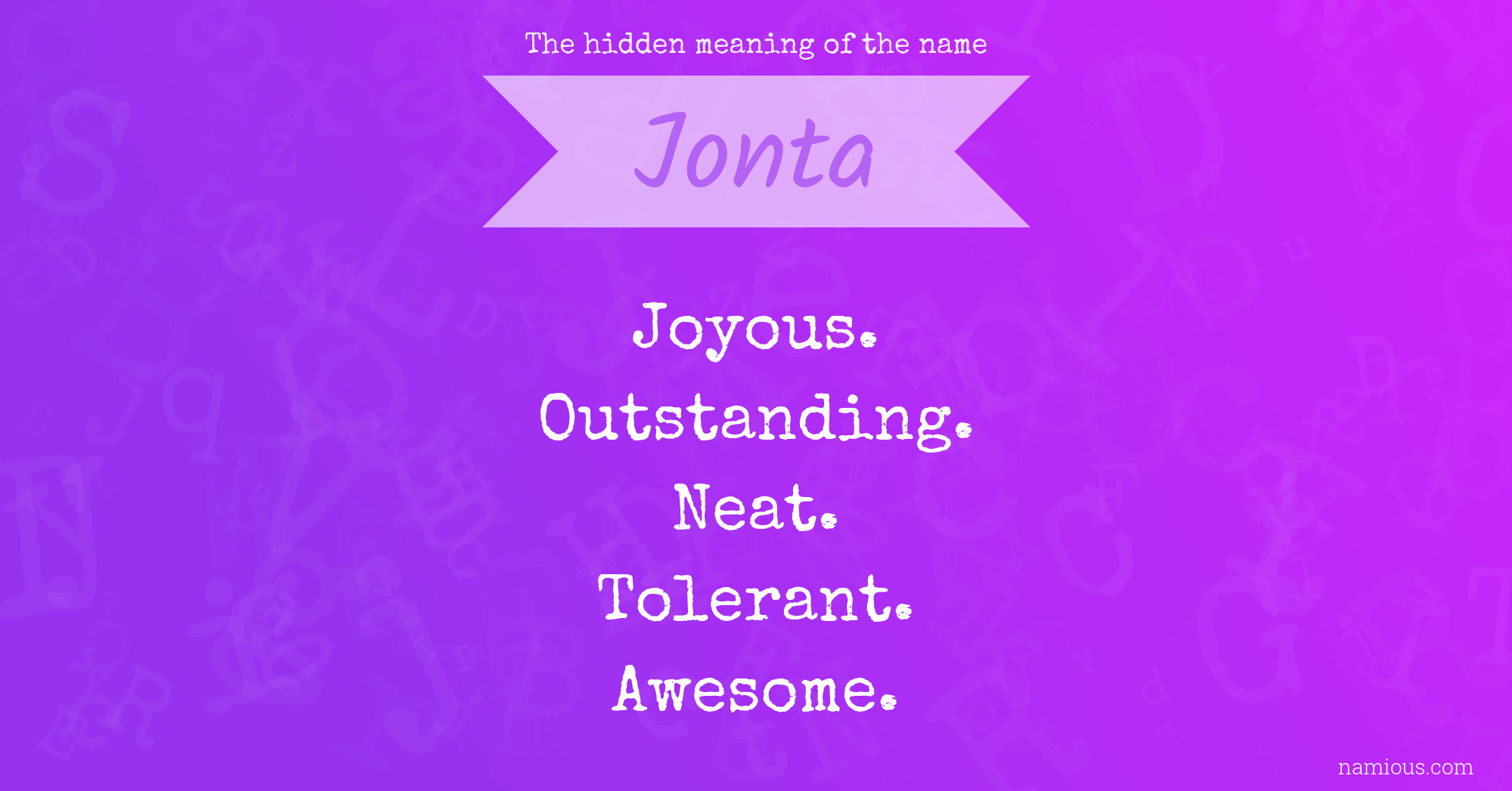 The hidden meaning of the name Jonta