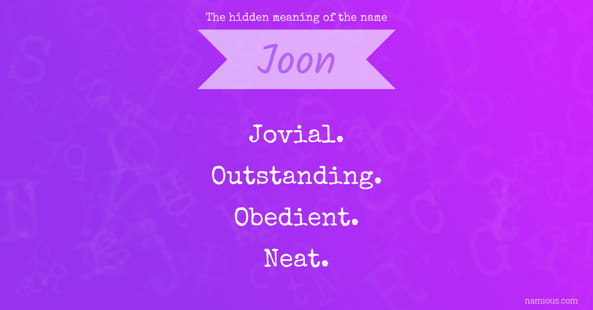 The hidden meaning of the name Joon