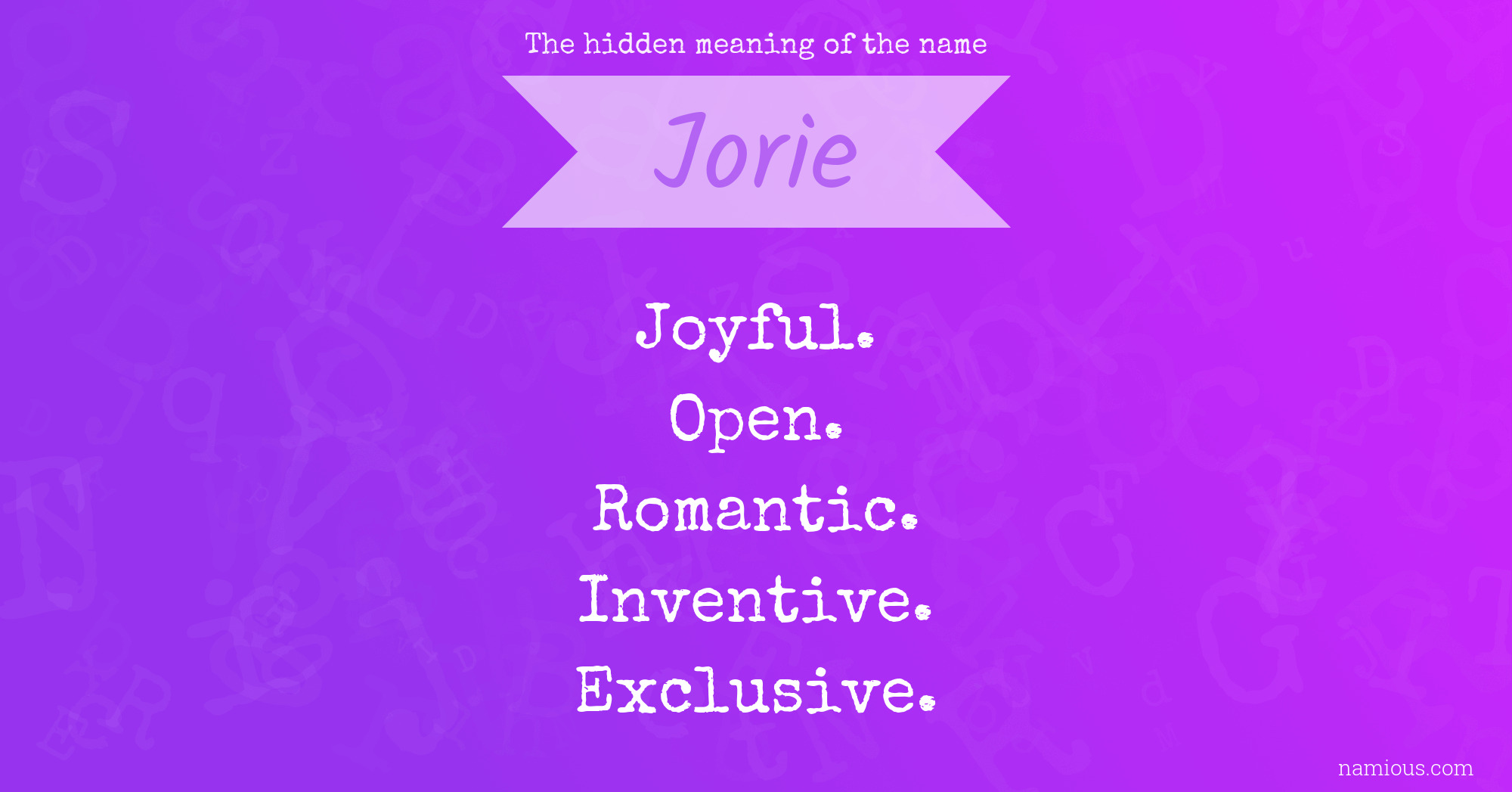 The hidden meaning of the name Jorie