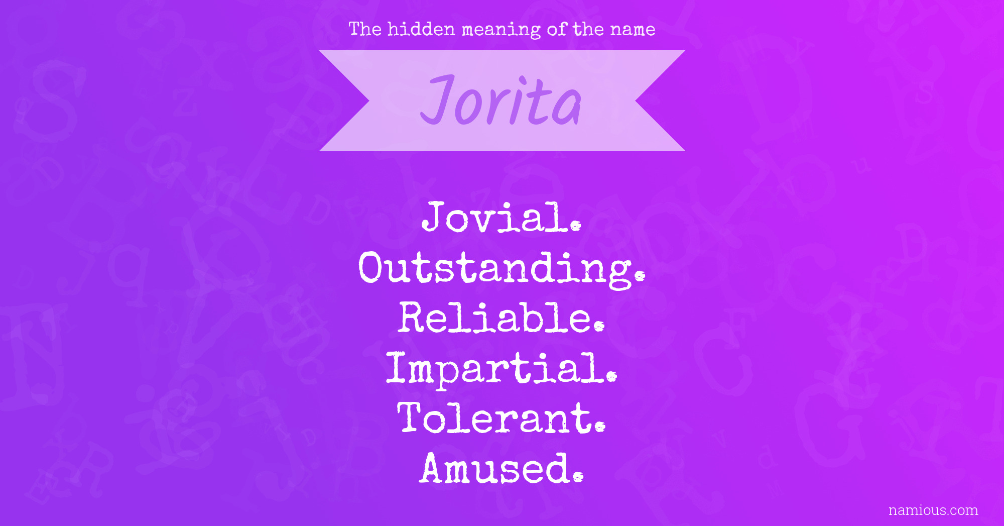 The hidden meaning of the name Jorita