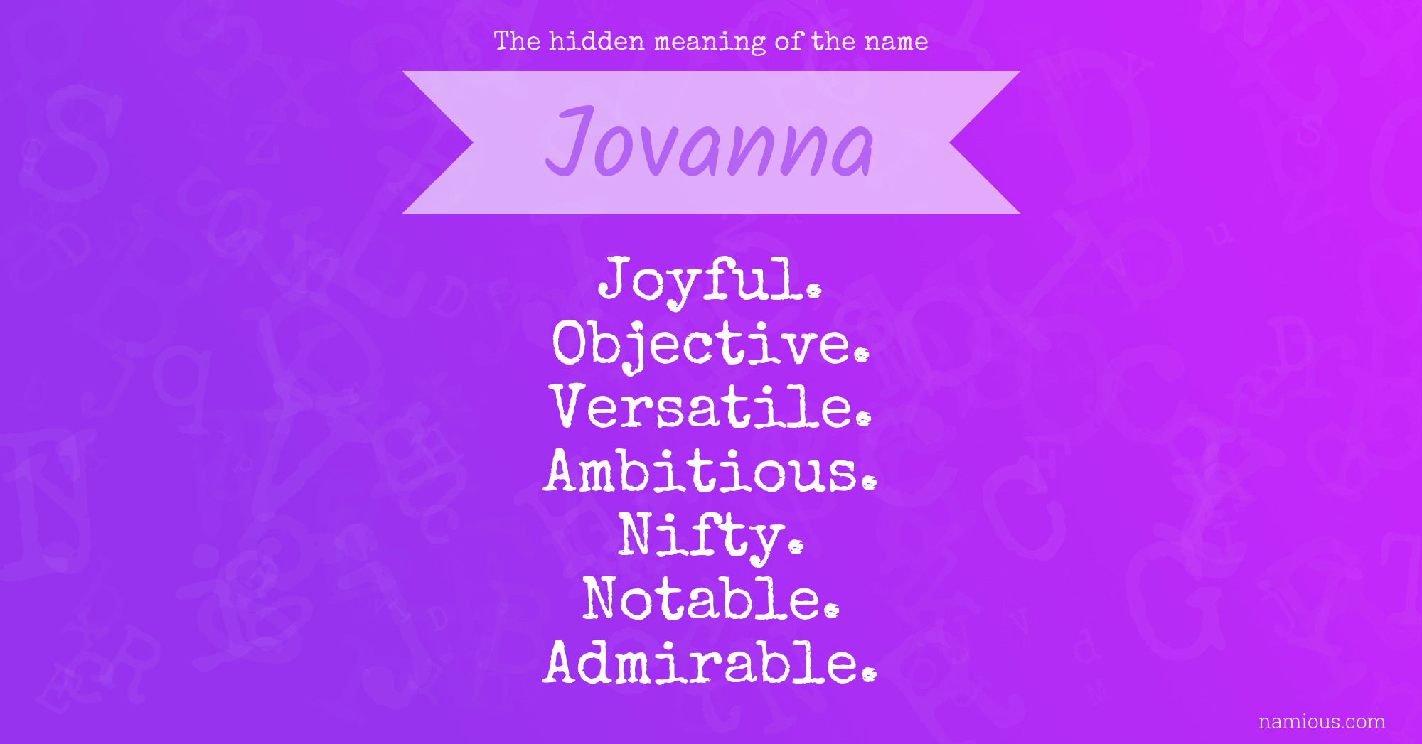 The hidden meaning of the name Jovanna