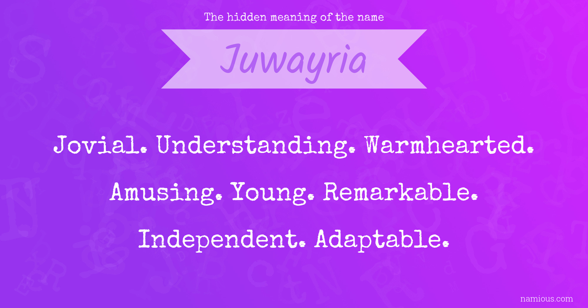 The hidden meaning of the name Juwayria