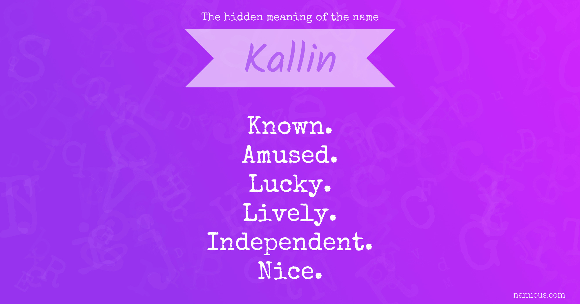 The hidden meaning of the name Kallin