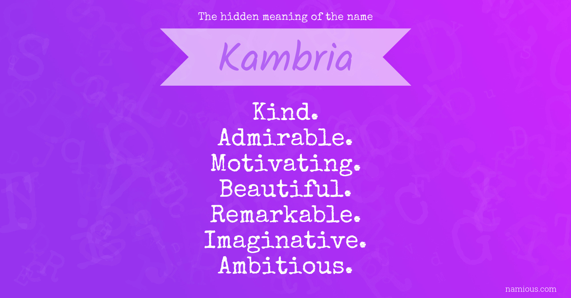 The hidden meaning of the name Kambria