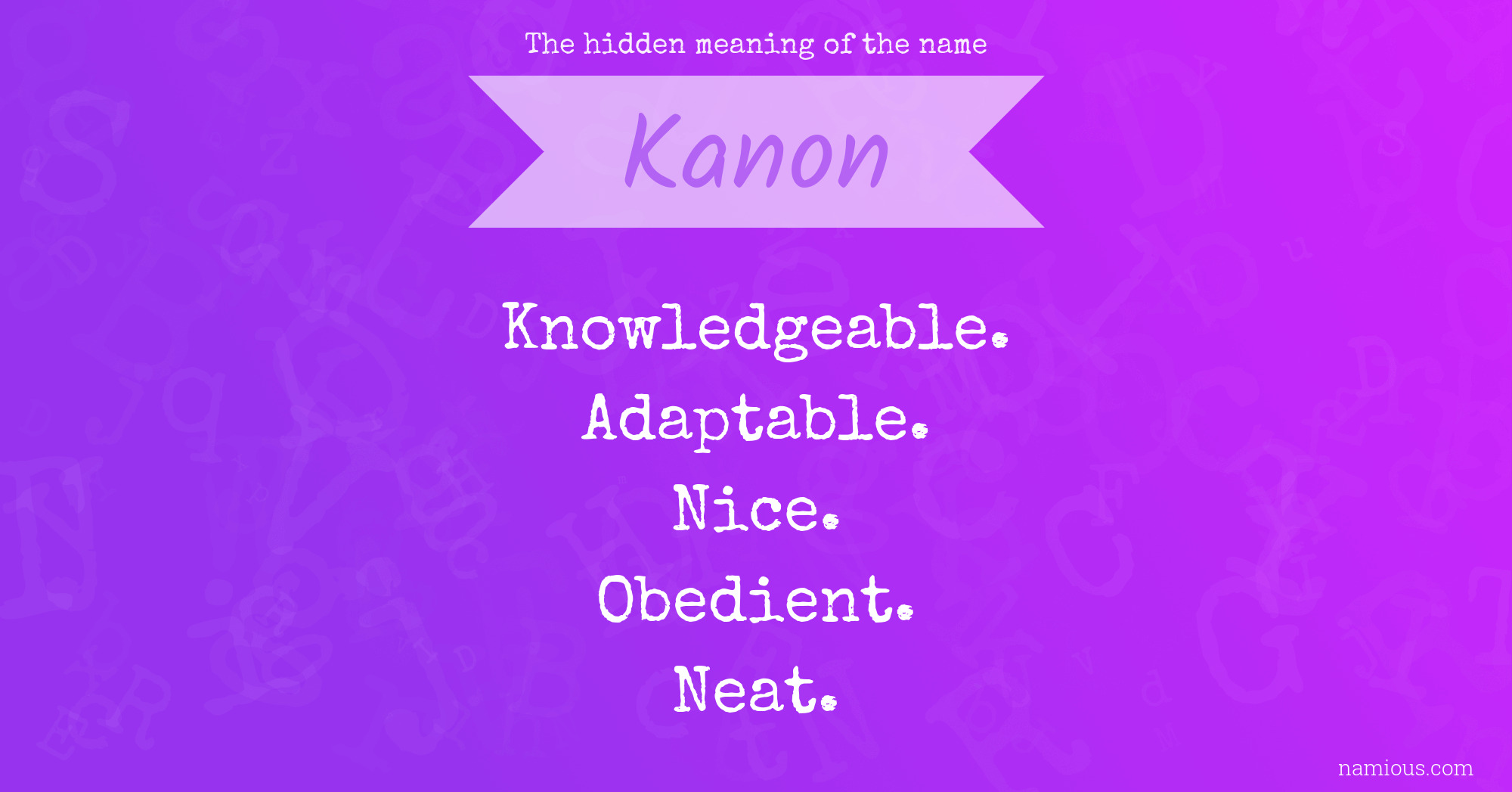 The hidden meaning of the name Kanon