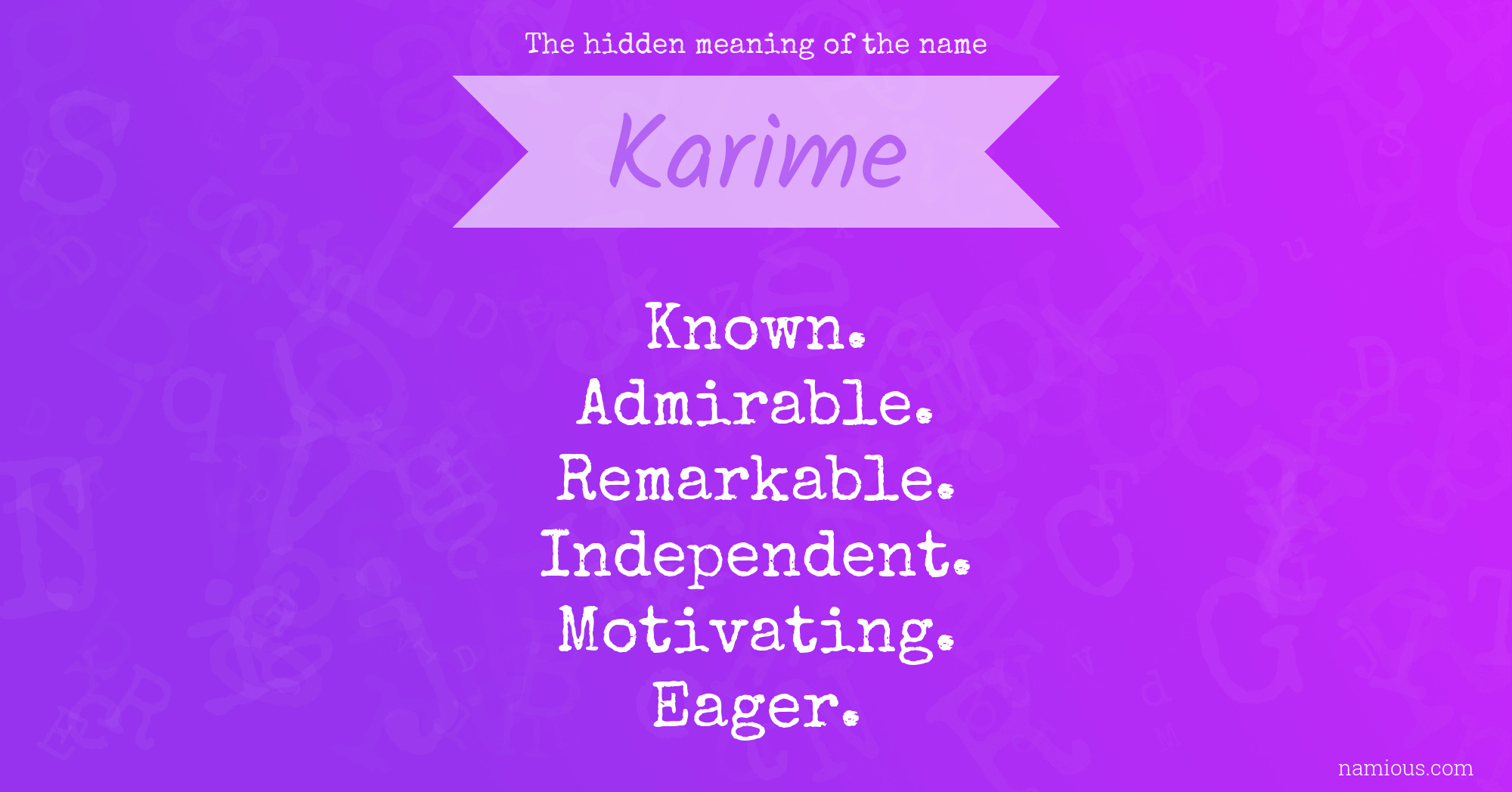 The hidden meaning of the name Karime