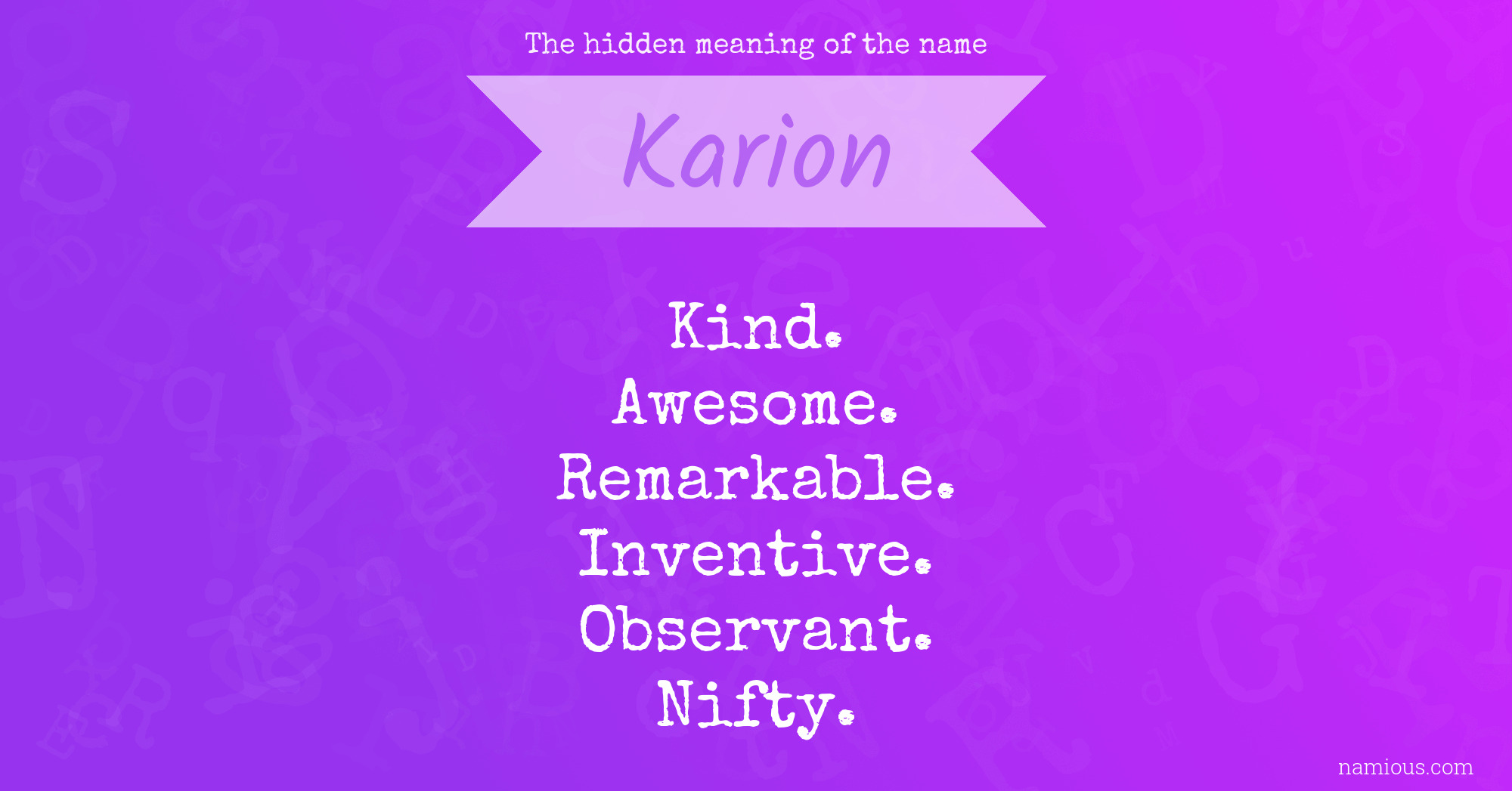 The hidden meaning of the name Karion