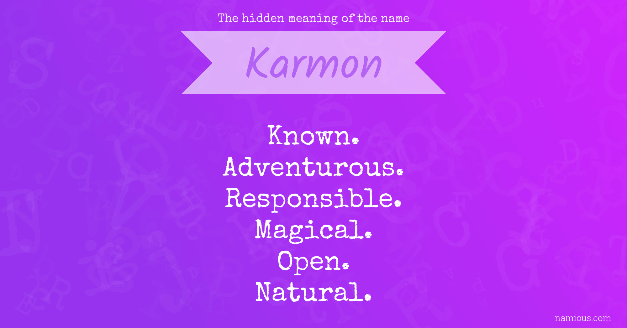 The hidden meaning of the name Karmon