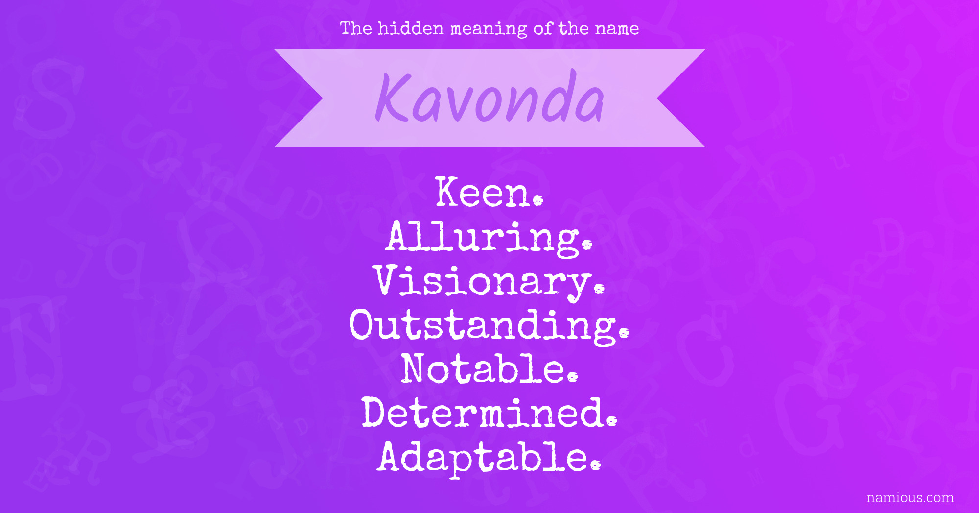 The hidden meaning of the name Kavonda